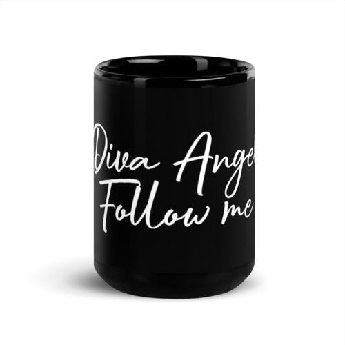 DIVA ANGEL Follow me | Black Glossy Mug