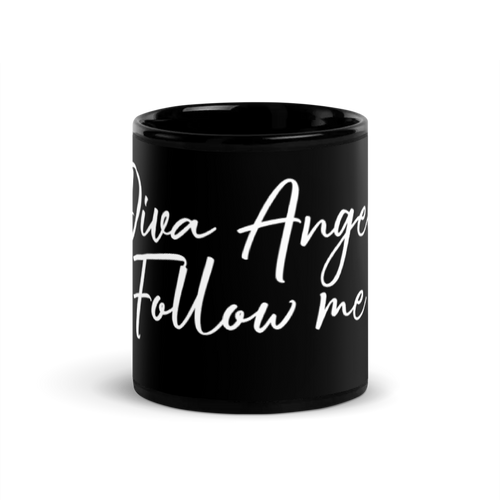 DIVA ANGEL Follow me | Black Glossy Mug